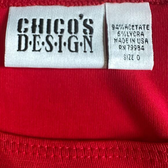 Chico's Design Red Sleeveless Midi Dress Classic Career Cocktail Size Small - Picture 4 of 6